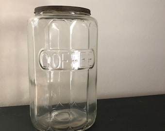 Vintage Glass Coffee Jar - 1930s apothecary