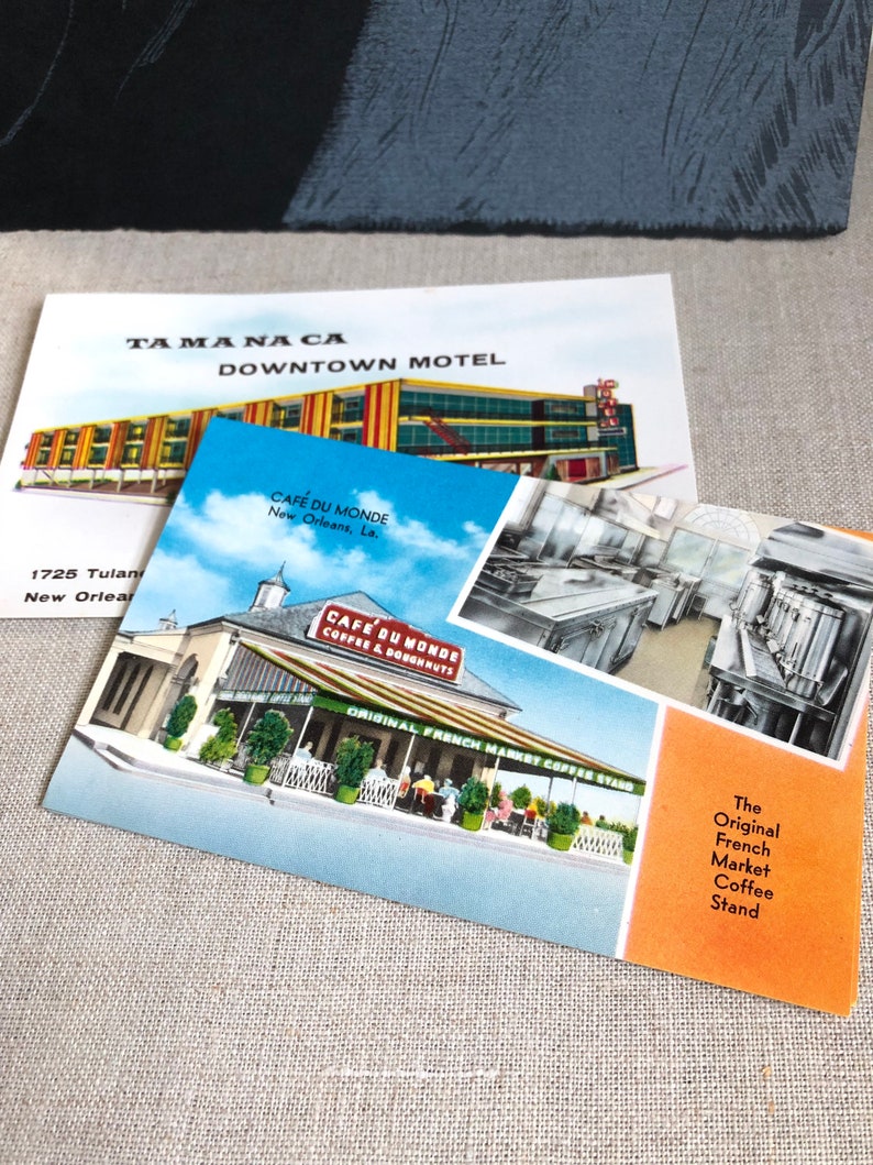 Vintage New Orleans postcards cafe du monde Tamanaca motel Pete Herman image 2