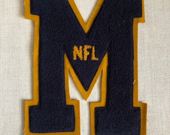 vintage 1950s letterman letter M NFL - blue and gold - miami high - Florida - national forensics league