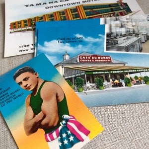 Vintage New Orleans postcards cafe du monde Tamanaca motel Pete Herman image 1