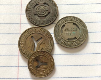 Vintage transit tokens New York City miami Florida Philadelphia Camden Delaware River bridge line