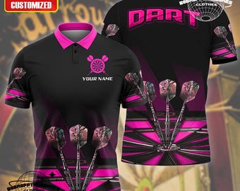 Polo da freccette multicolore personalizzata, stampa 3D su tutta la superficie, uniforme della squadra di freccette, regalo per papà e figlio