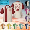 Custom Retro Bowling Shirts for Men Vintage Short Sleeve Button Down Casual Shirts Bowling Team Lover Bowling Hawaiian Shirts Bowling Team product logo