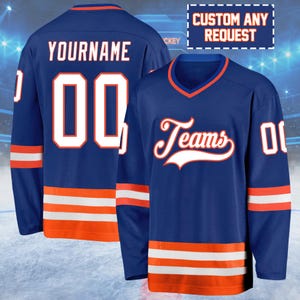 Custom Hockey Jersey Personalized Team Jersey with Name and Number, Ice Hockey Uniform Gift for Players, Fans, and Sports Teams
