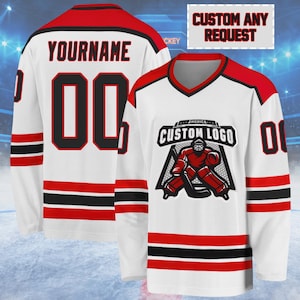 Custom Hockey Jersey with Team Logo, Personalized Hockey Uniform Shirt with Name Number, Ice Hockey Teamwear for Men Women Youth