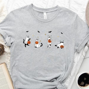 Сute Ghost Cat Shirt, Cute Ghost Shirt, Halloween Tee,Halloween Cat Shirt, Funny Ghost Cat Shirt, Cat Lover Shirt, Ghost Cat shirt, Cat Tee