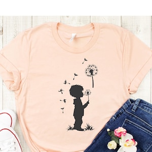 Dandelion Shirt, Dandelion Shirt for women, Windflower Tee, Meditation Tee, Yoga Shirt, Boho Windflower Shirt, Flying Dandelion Shirt, Bday