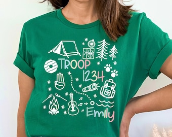 Personalized Colorful Scout Troop Shirt: Custom Camping Outfit with 100% Cotton Available in XSmall to 5XLarge Sizes- Colorful Camping Tee