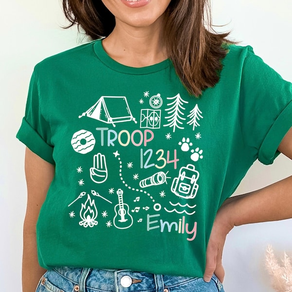 Personalized Colorful Scout Troop Shirt: Custom Camping Outfit with 100% Cotton Available in XSmall to 5XLarge Sizes- Colorful Camping Tee