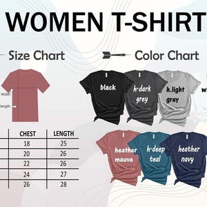 a women's t - shirt size chart with different colors