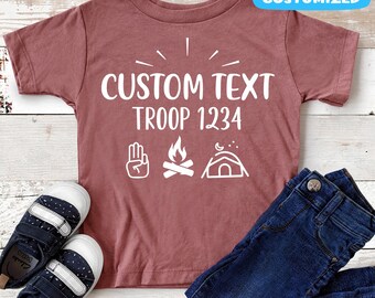 Custom Scout Troop Shirt - Personalized Peace Love Tee - Custom Troop Number Apparel - Camping Outfit - Custom Camping Shirt - Camping Gift