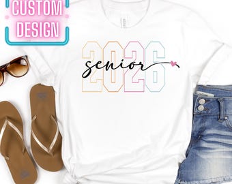 Personalized Senior Graduation 2026 T-Shirt: Custom Class of 2026 2027 2028 100% Organic Cotton Tee