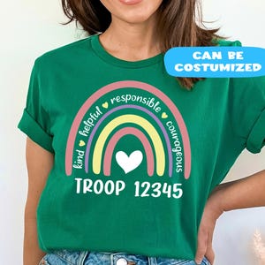 Personalized Colorful Camping Troop T-Shirt: Rainbow Floral Tee with 100% Cotton Available in XSmall to 5XLarge Sizes