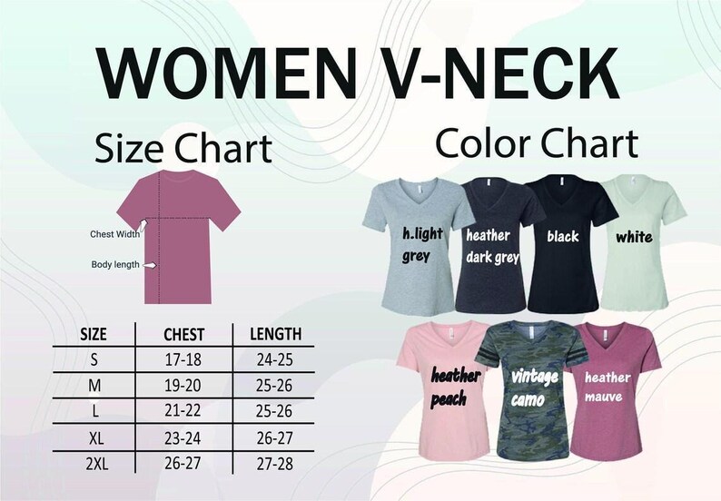 a women's v - neck t - shirt size chart