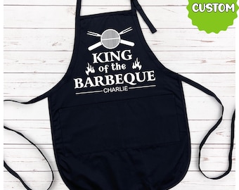 Custom Premium BBQ Apron with Pockets, Personalised Name - Dad, Husband, Grandad, Fathers Day /Birthday gift, Queen of the Grill Apron