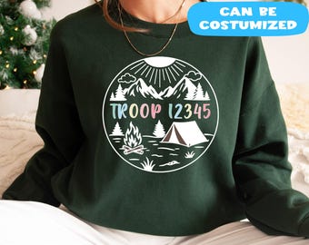Colorful Custom Scout Troop Sweatshirt: Camping & Nature Design with 100% Cotton Available in Small to 5XLarge