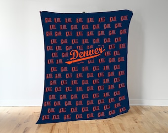 Denver Broncos Personalized Name Blanket