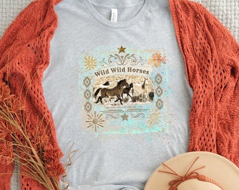 Wild Horses Photo Art  Southwest Western T-Shirt for Horse Lovers
