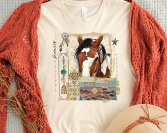 Wild Horse Picasso Photo Art Southwest Western Horse Loves T-Shirt