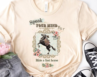 Vintage Cowgirl & Horse Photo BoHo Western Funny Quote T-shirt