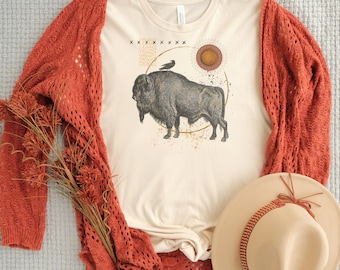 Tribal Native Buffalo & Raven Southwest Western Tee Shirt