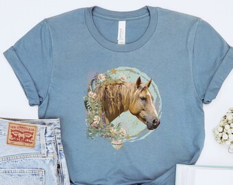 Wild Horse With Wind Braids Wildflower Boho West T-Shirt