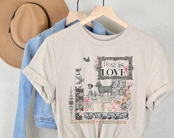 Dog Lovers Scrapbooking Page Mixed Media Style Collage Rose Garden Quote Tee Shirt