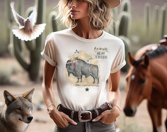 Southwest Bison Buffalo Westie Dog Whimsical Animal Lovers T-Shirt