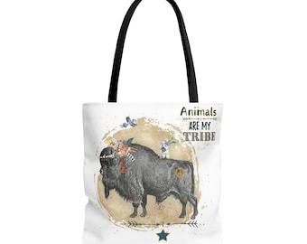 Southwest Bison Buffalo & Westie Dog Animal Lovers Tote Shopping Bag