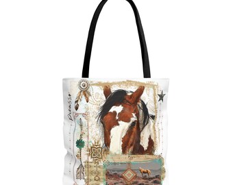 Wild Horse Picasso Art Photo Southwest Western Tote Shopping Bag