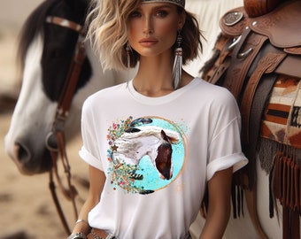 Southwest Western Wild Horse & Wildflowers T-Shirt