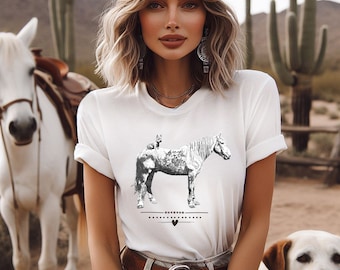 Westie Dog Riding White Horse Whimsical Animal Lovers T-shirt
