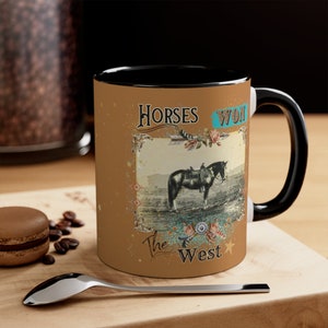 Tasse de citation de chevaux de photo de carte postale vintage du sud-ouest occidental