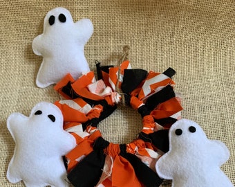 Set of 3 Ghosts for Tiered Tray or Banner, Hand Sewn Felt Ghosts, Halloween Tree Ornaments