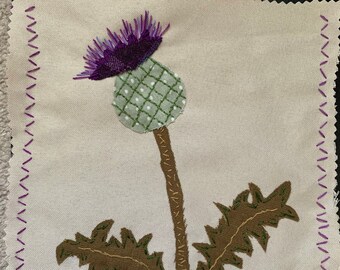 Thistle Slow Stitch Kit, Wildflower Embroidery Pattern, Curated Fiber Art Kit
