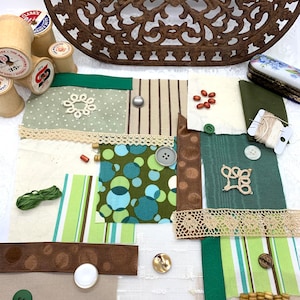 Slow Stitch Kit - Junk Journal Kit - Textile Art Kit - Fabric Collage Supplies - Birthday Gift