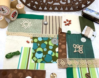 Slow Stitch Kit - Junk Journal Kit - Textile Art Kit - Fabric Collage Supplies - Birthday Gift