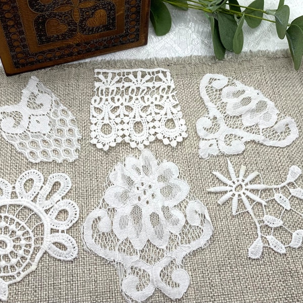 Ivory Lace Pieces for Slow Stitch, Junk Journal, Card Making, Sewing Projects