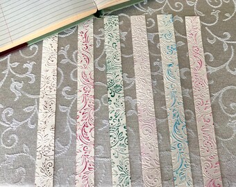 Embossed Cardstock Belly Bands Set of 6, Junk Journal Scrapbook Embellishments