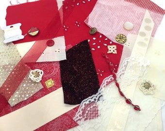 Slow Stitch Kit - Junk Journal Kit - Textile Art Kit - Fabric Collage Supplies - Birthday Gift
