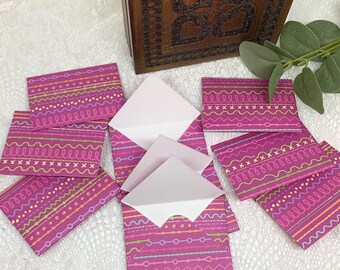 Pink Mini Envelopes, Birthday Thank You Card, Goody Bag Gift