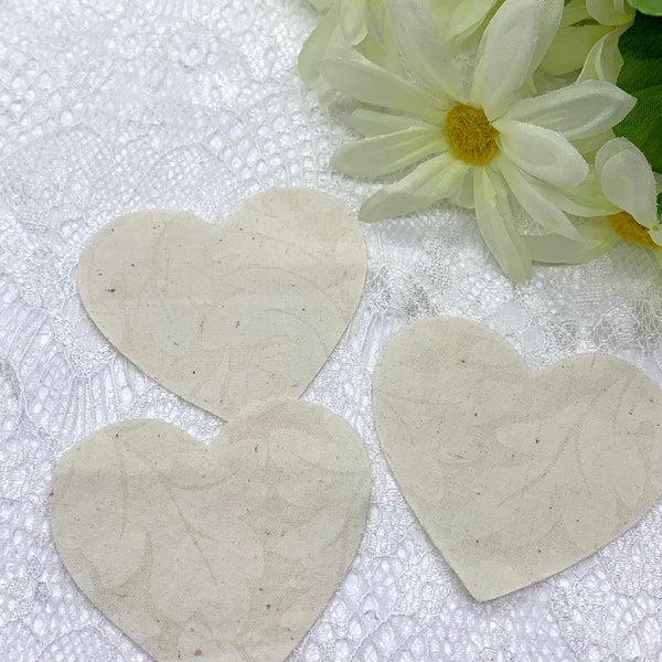 Heart Die Cut Appliqués - Ivory Cotton Hearts - Heart Cutouts