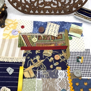 Slow Stitch Kit - Junk Journal Kit - Grandma's Sewing Room - Textile Art Kit - Fabric Collage Supplies - Gift For Crafter