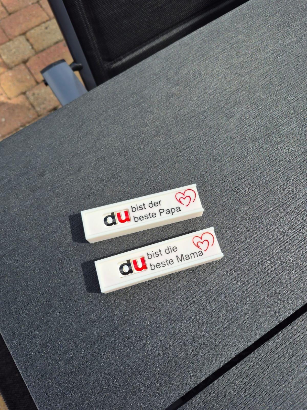Muttertags / Vatertags Geschenk: DU bist die Beste MAMA / PAPA Duplo Geschenk