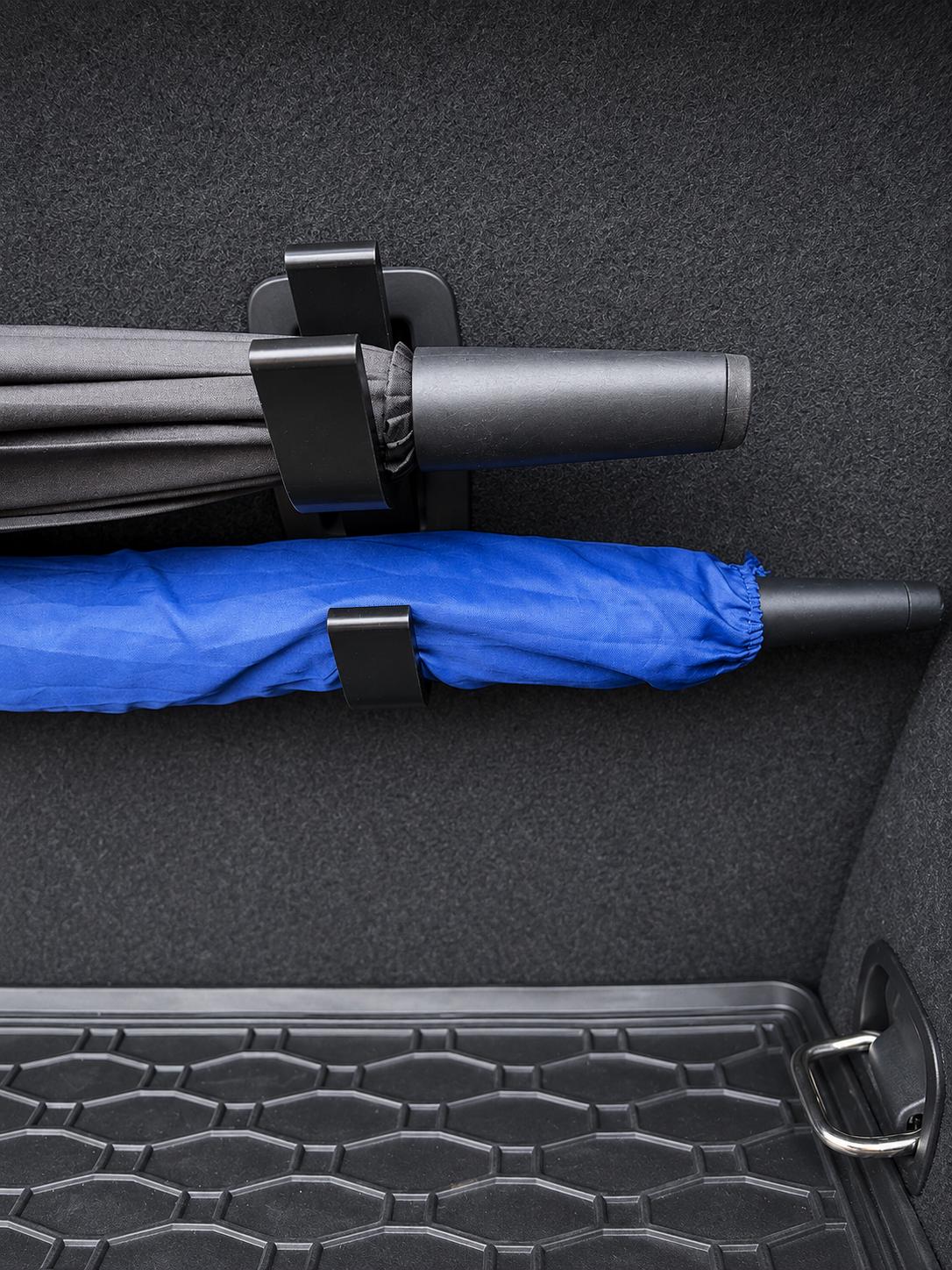 Auto Schirmhalter für Kofferraum – 2-fach Regenschirm Halterung für zwei Schirme – praktische Kofferraum Aufbewahrung