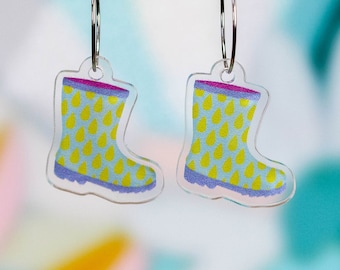 Mint Green Rainboot Earrings