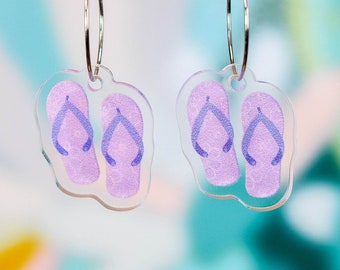 Pendientes de chanclas moradas