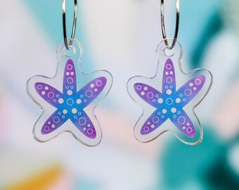 Purple Starfish Earrings