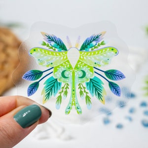 Clear Luna Moth Sticker 3x2.5 inch image 1