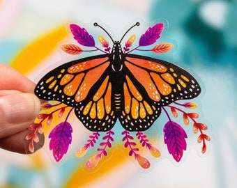 Monarch Butterfly Floral Vinyl Sticker